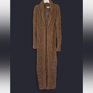 Vintage Newport News Jeanology Collection Brown Knit Maxi Cardigan